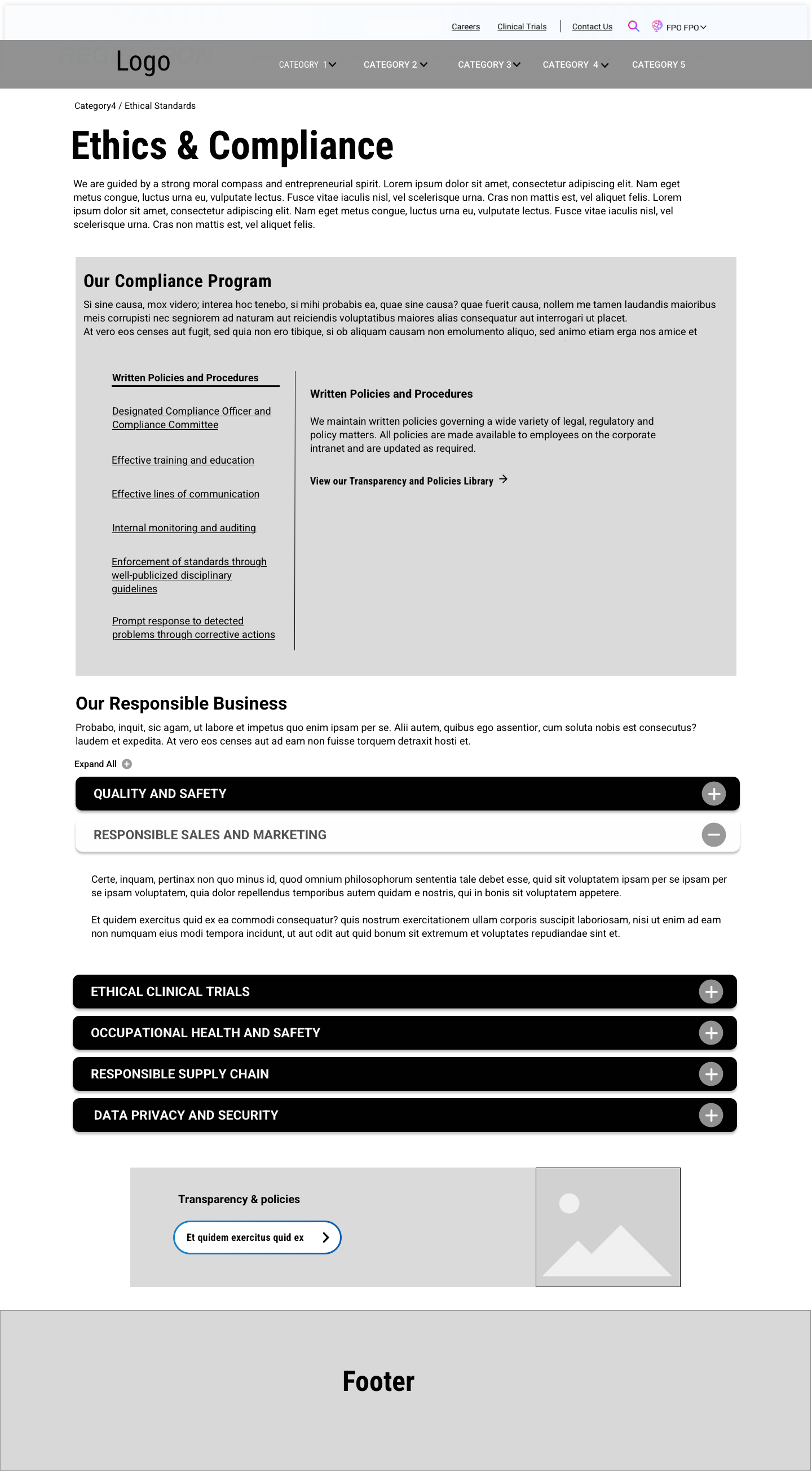 Ethics and Compliance wireframe